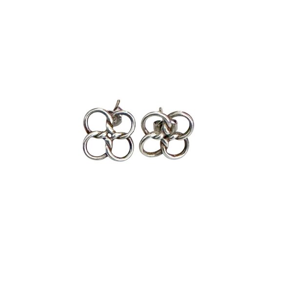 Tiffany & Co. Elsa Peretti Quadrifoglio Four Leaf Clover Silver Earrings - Picture 5 of 10